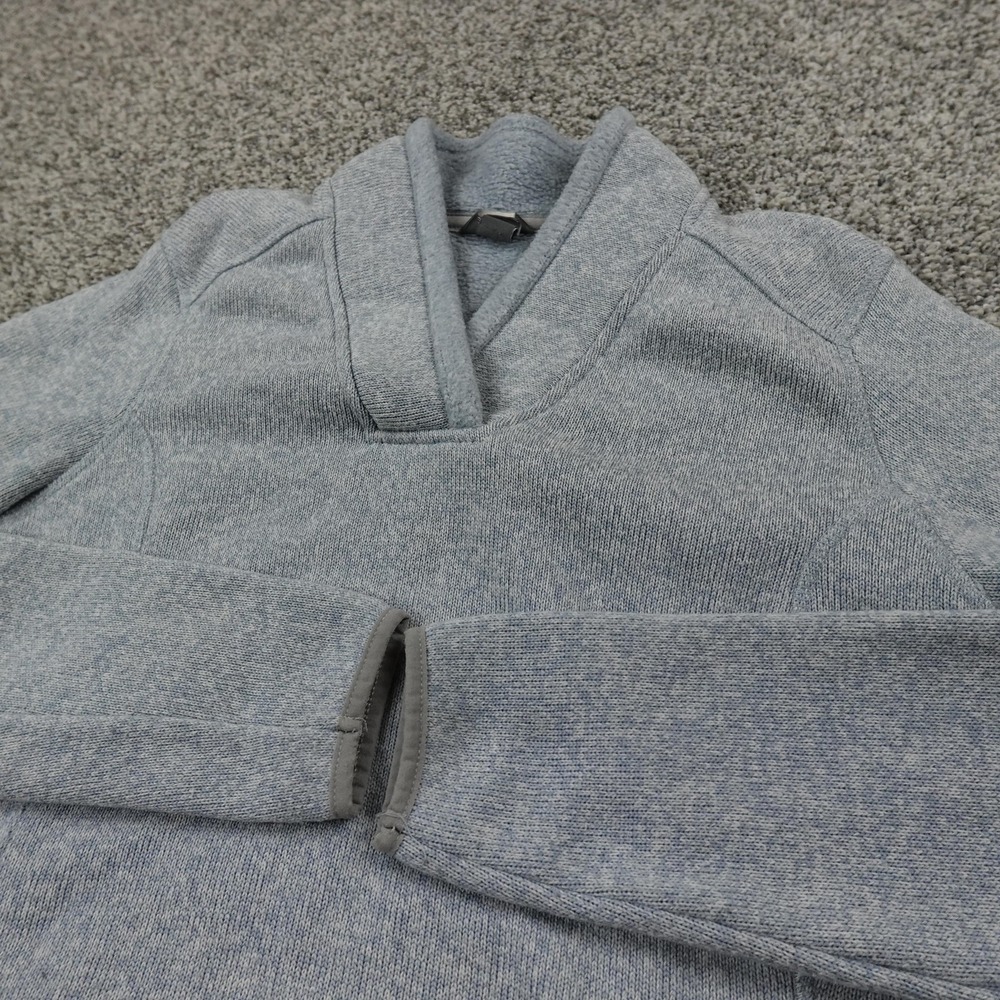 Eddie Bauer Sweater Womens M Blue Gray‎ Shawl Collar Fleece Pullover Sweatshirt